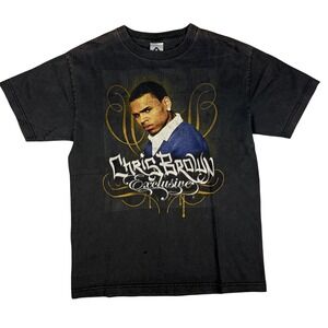 Chris Brown Exclusive Graphic T-Shirt Alstyle AAA Faded Black Mens Medium 2007